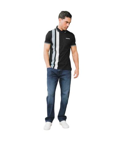 Mens Ss25 Vertical Stripe Polo Shirt Black Lambretta