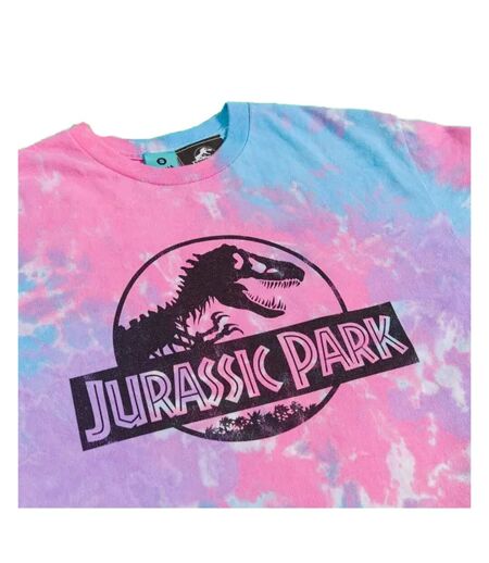 Unisex Adult Tie Dye Logo T-shirt Pink Blue Jurassic Park