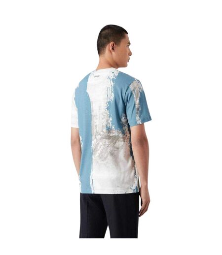Mens All-over Print Logo T-shirt Blue White Emporio Armani
