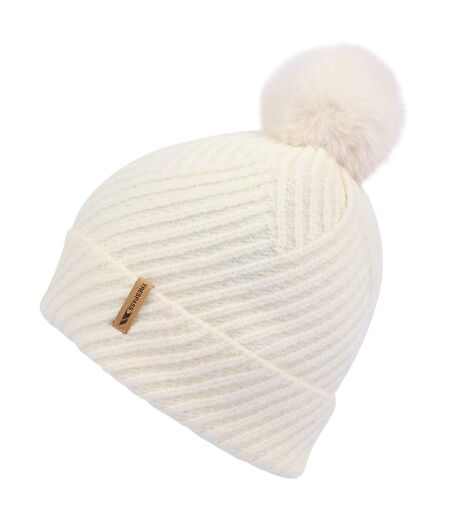 Bonnet Tricoté À Pompon Et Revers Motif/style À Motifs Anala Femme Rose Trespass