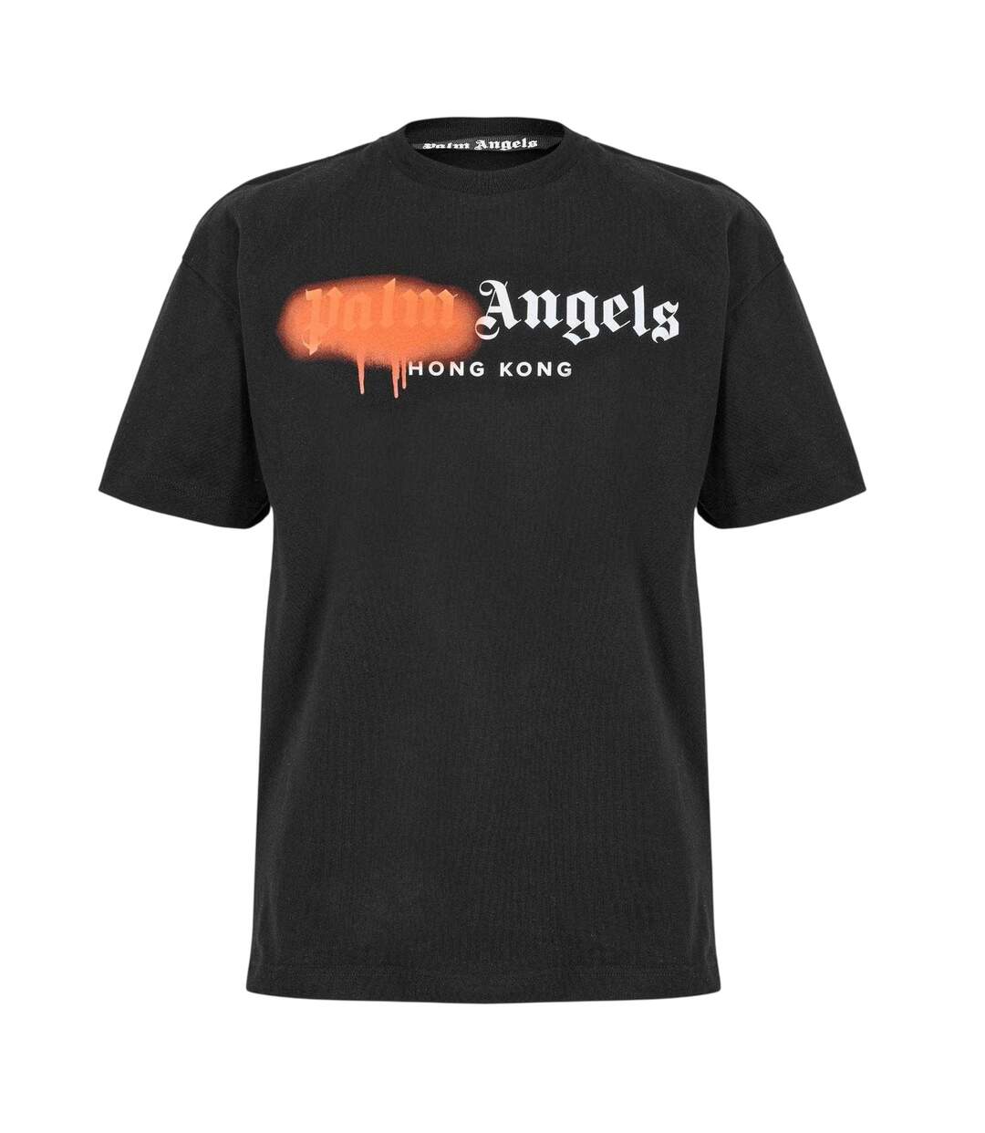 T-shirt Motif/style Peinture Effet À La Bombe Hong Kong Adulte Noir Orange Palm Angels-1