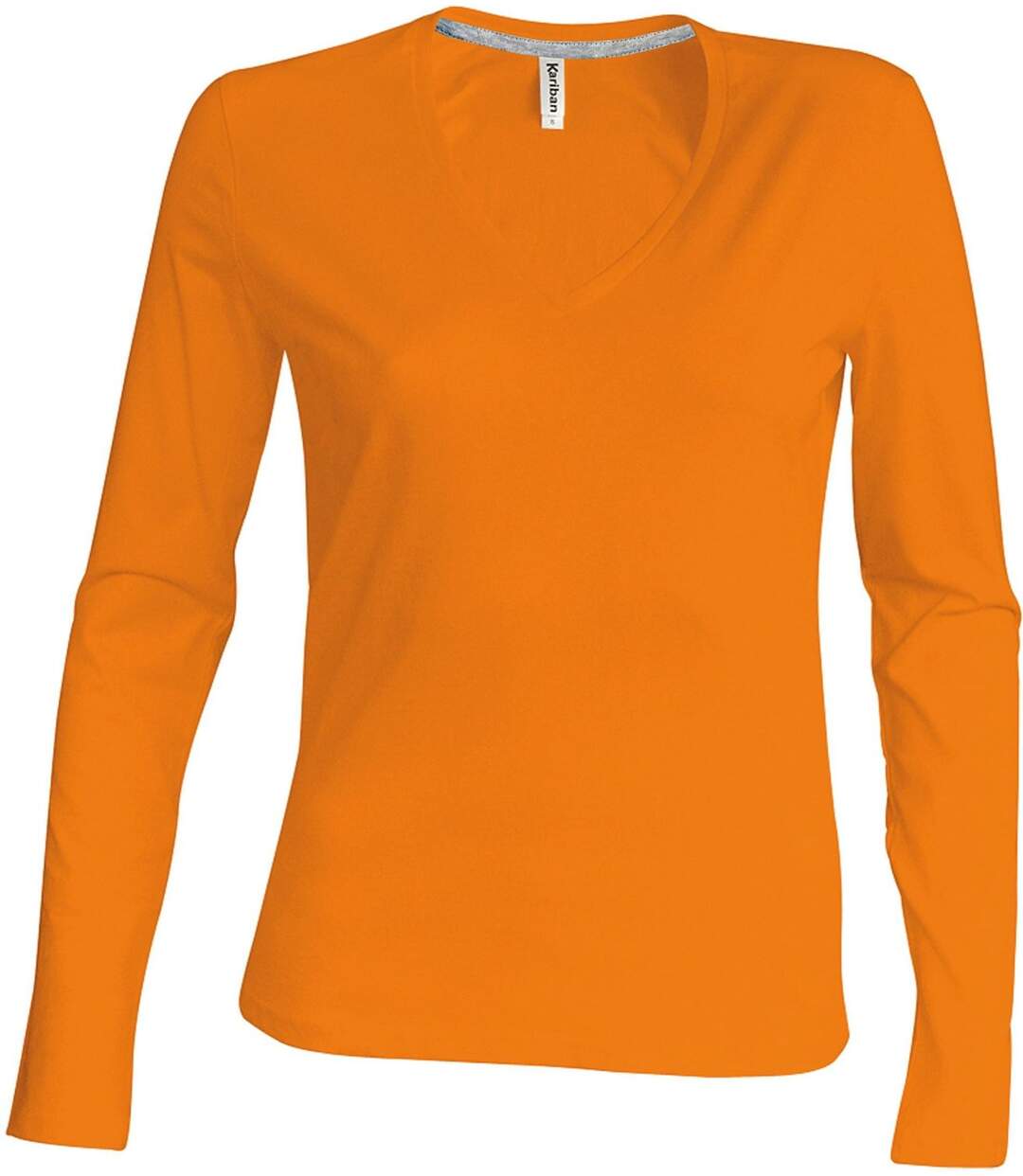 T-shirt manches longues col V - K382 - orange - femme-2