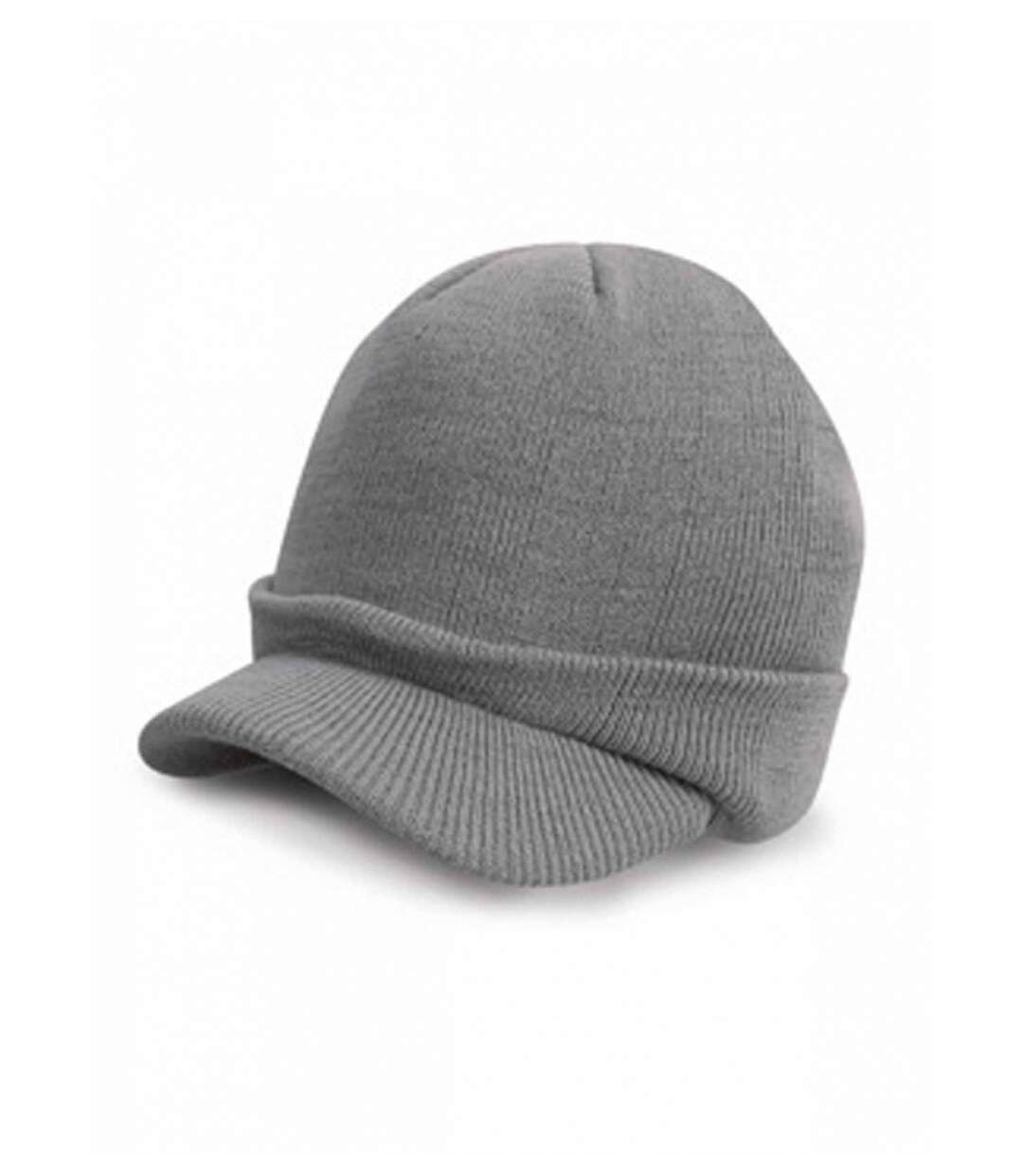 Bonnet casquette tricoté style army urban - RC060X - gris clair-1