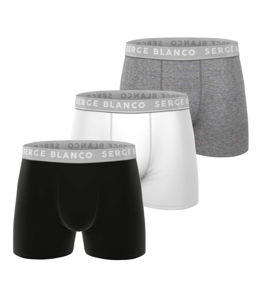 Lot de 3 boxers homme en coton uni Premium Serge Blanco-1