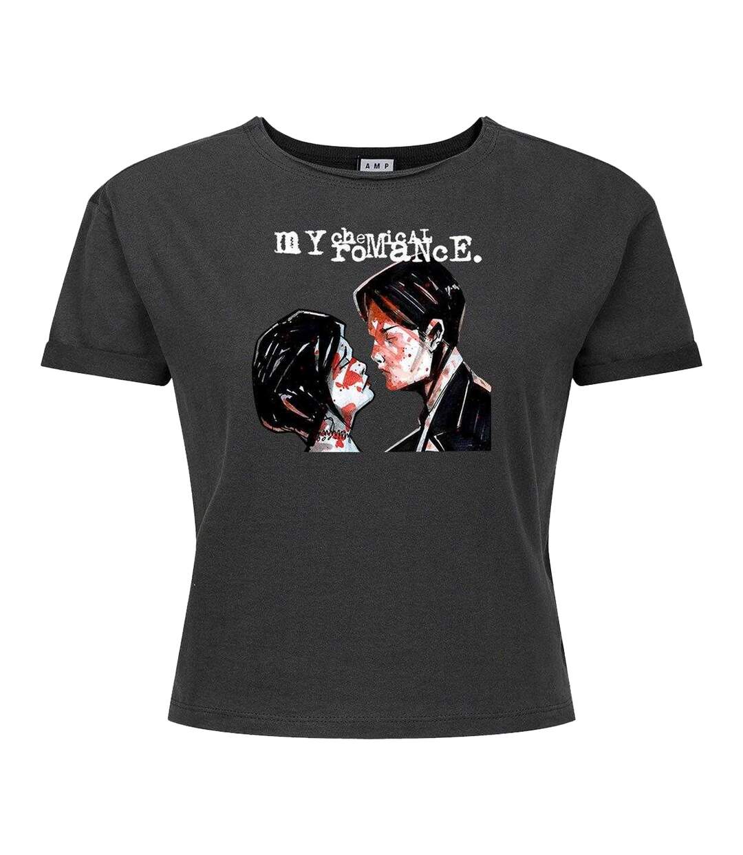 Womens/ladies Three Cheers My Chemical Romance Crop Top Charcoal Amplified-1