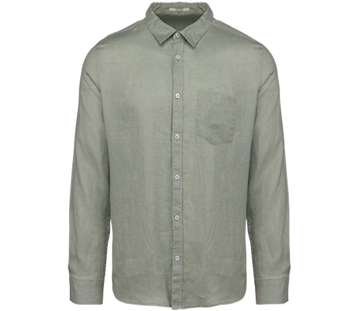Chemise en lin - Homme - PATS504 - vert almond green-1
