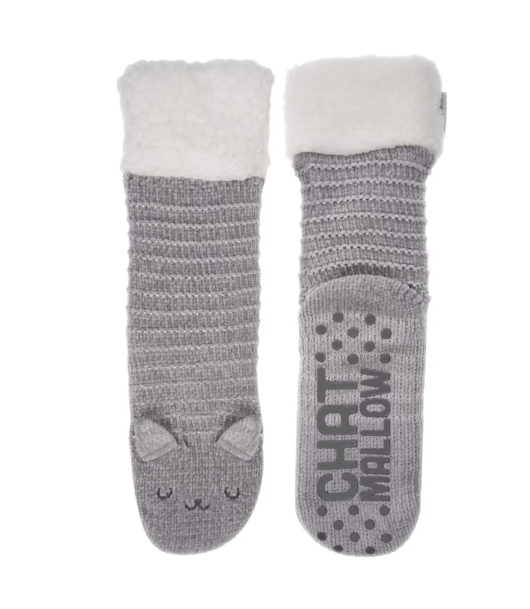 Isotoner Chaussettes d'intérieur femme maille chenille - fourrées, antidérapantes-2