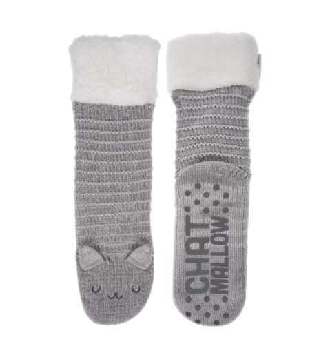 Isotoner Chaussettes d'intérieur femme maille chenille - fourrées, antidérapantes