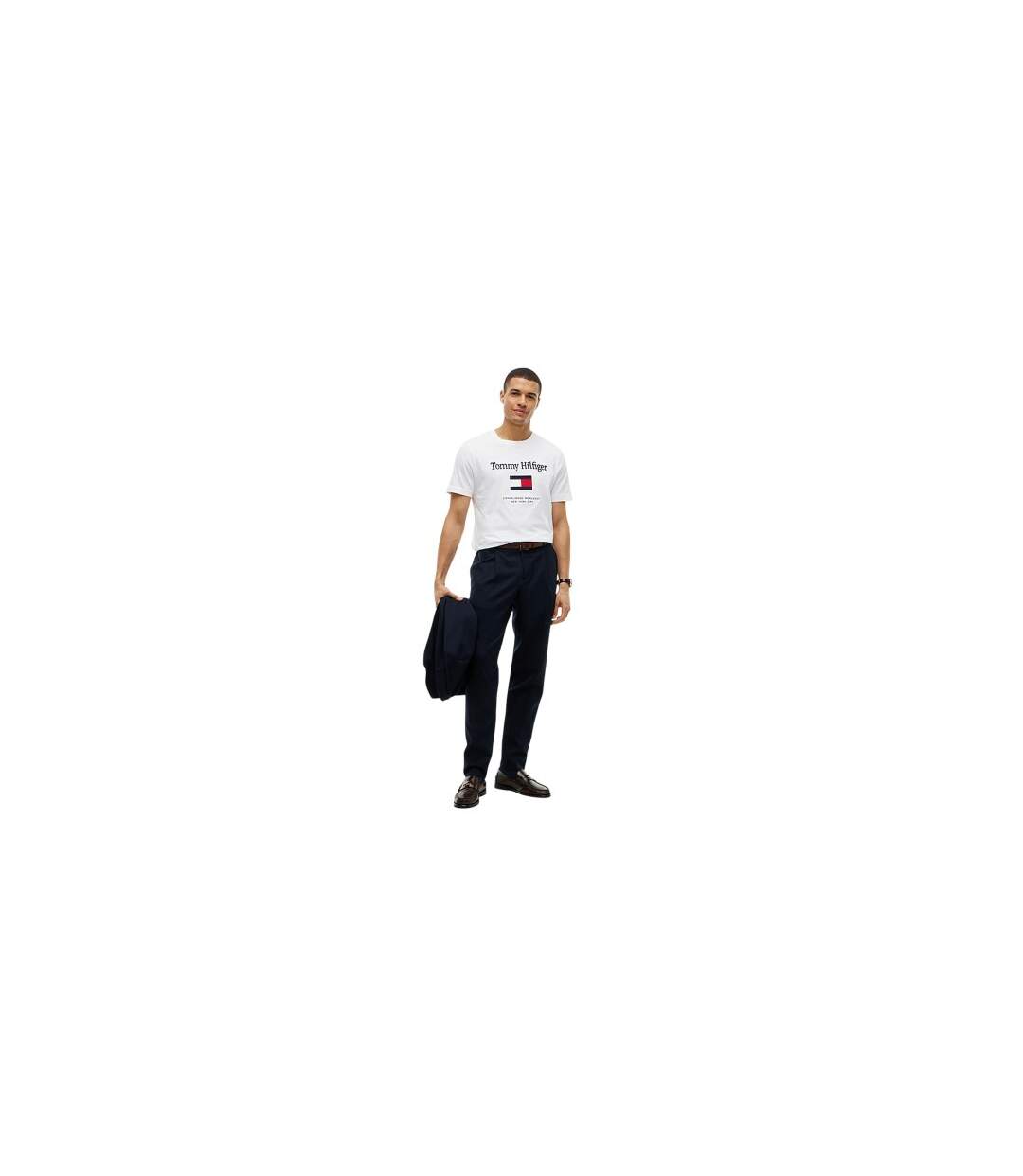 T-shirt Motif/style Drapeau Homme Blanc Tommy Hilfiger-1