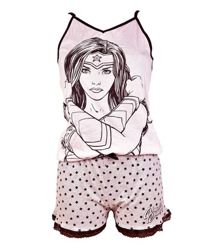 Pyjama Femme COMICS: WONDERWOMAN en Coton -Chaleur,Douceur et Confort- WONDERWOMAN ET3621 Rose