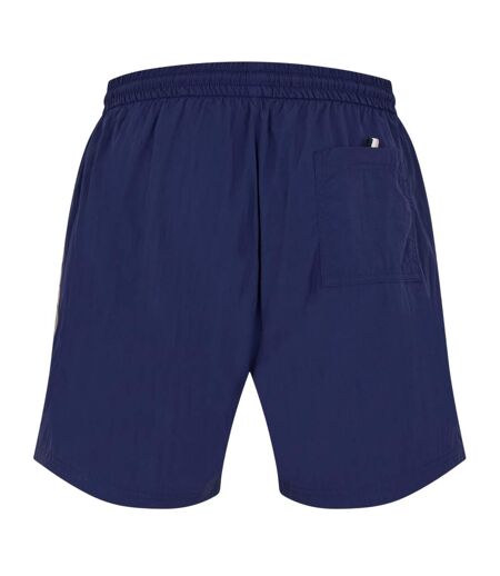 Mens Side Stripe Polyester Relaxed Fit Swim Shorts Navy Boss