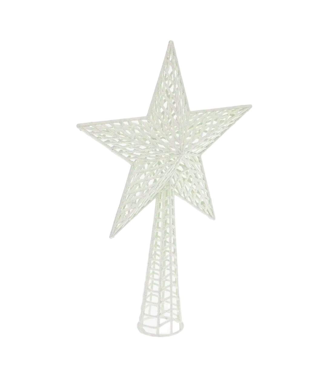 Cimier Déco Avec Paillettes Étoile 38cm Écru-1