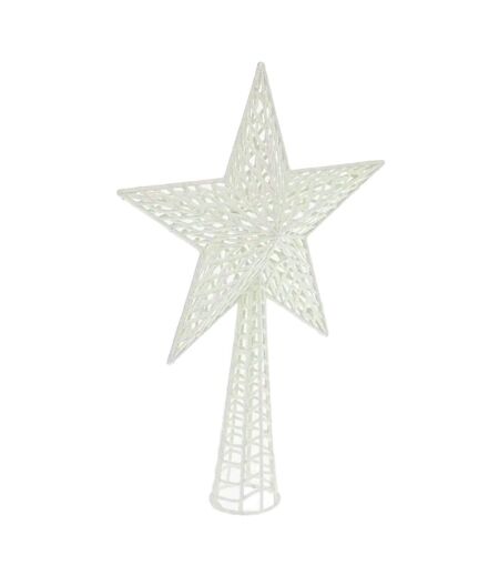 Cimier Déco Avec Paillettes Étoile 38cm Écru