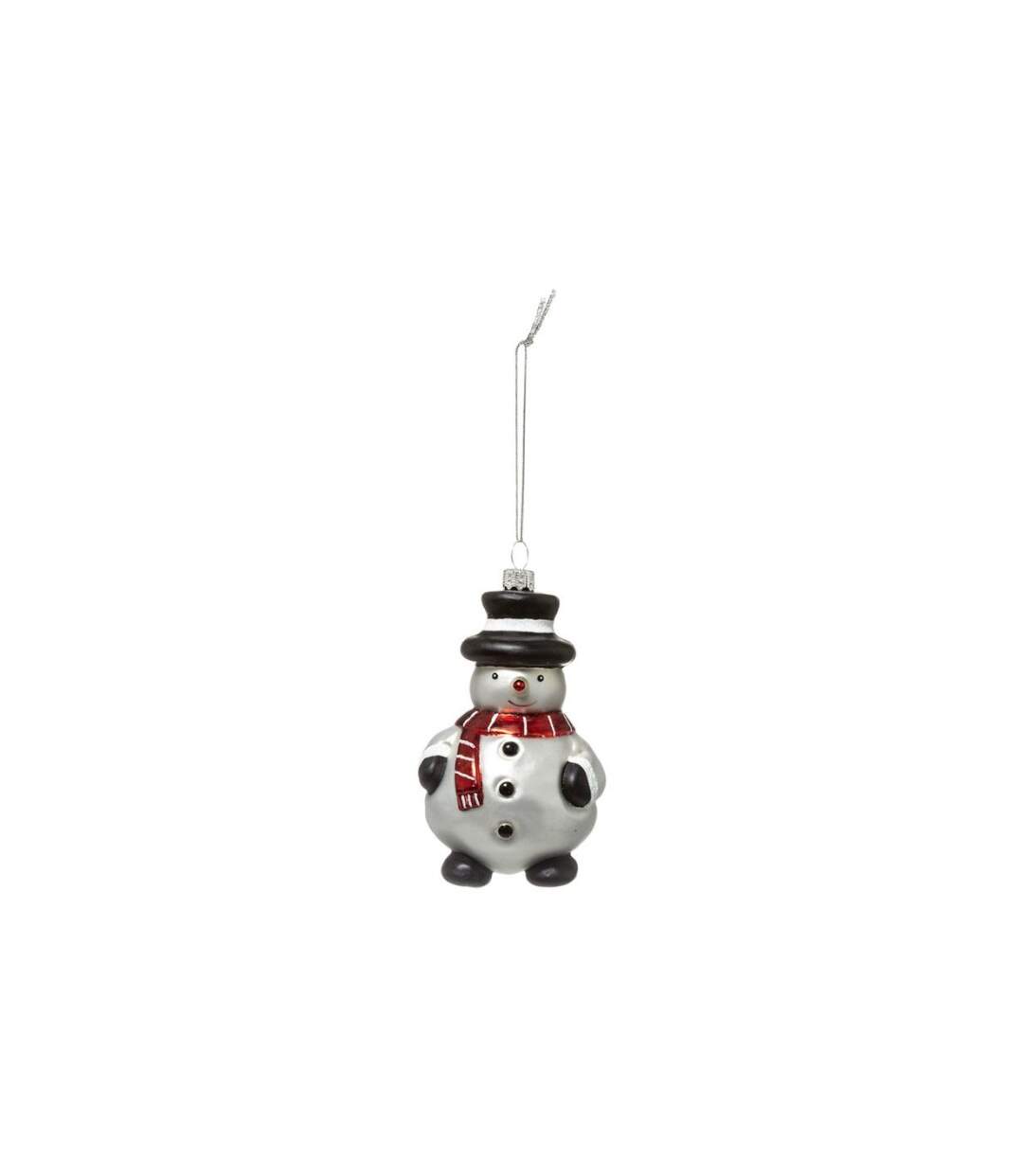 Sujet de Noël Bonhomme de Neige Soir 10cm Blanc-1