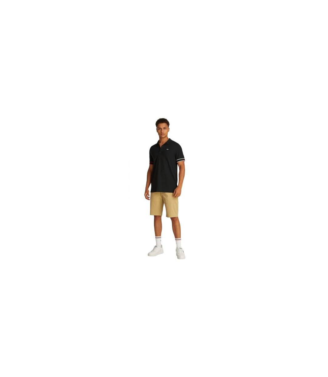 Mens Graphic Slim Short-sleeved Polo Shirt Black Tommy Jeans-1