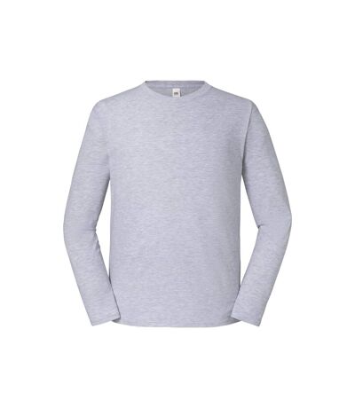 Fruit of the Loom Mens Iconic 195 Premium Long-Sleeved T-Shirt (Heather Grey)