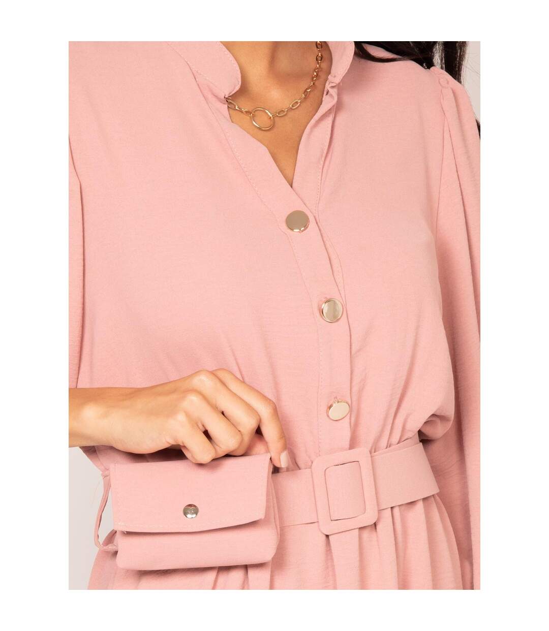 Robe chemise courte avec ceinture INATA - Dona X Lisa-3