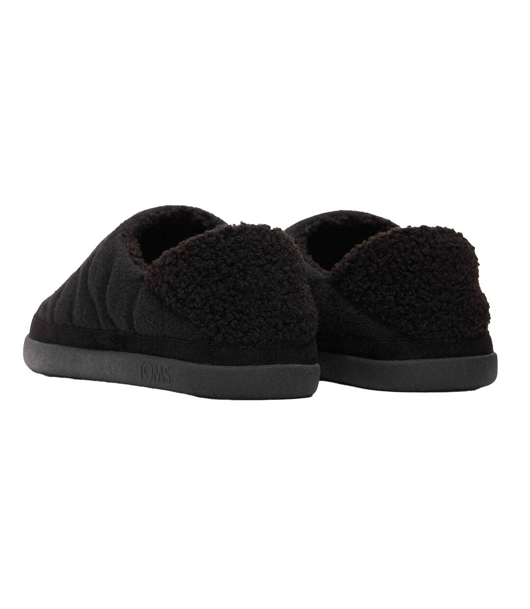 Womens/ladies Quilted Slippers Black Toms-2