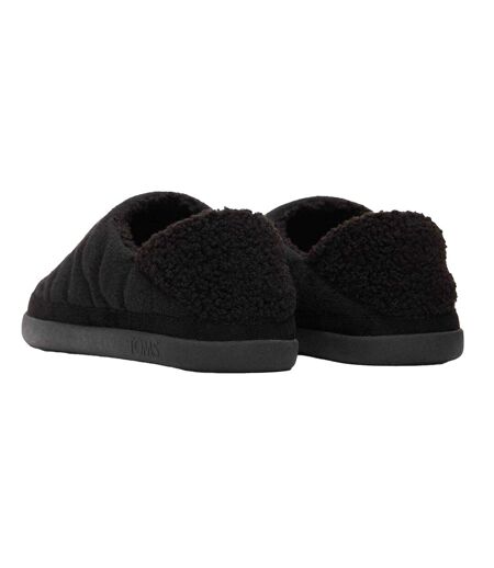 Womens/ladies Quilted Slippers Black Toms