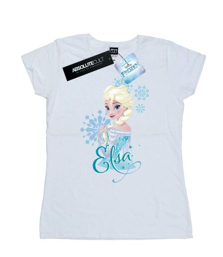 Disney T-shirt en coton Femme/Femme Frozen Elsa Snowflakes (Blanc) - UTBI21956