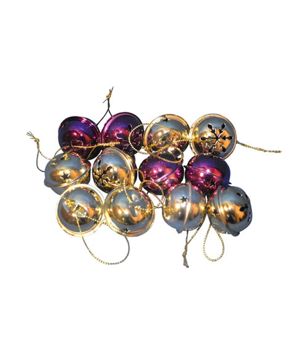12 grelots brillants - Or et violet-1