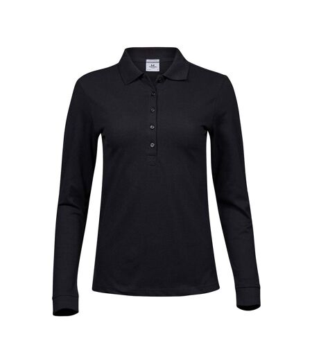 Polo Manches Longues Femme Noir Tee Jays