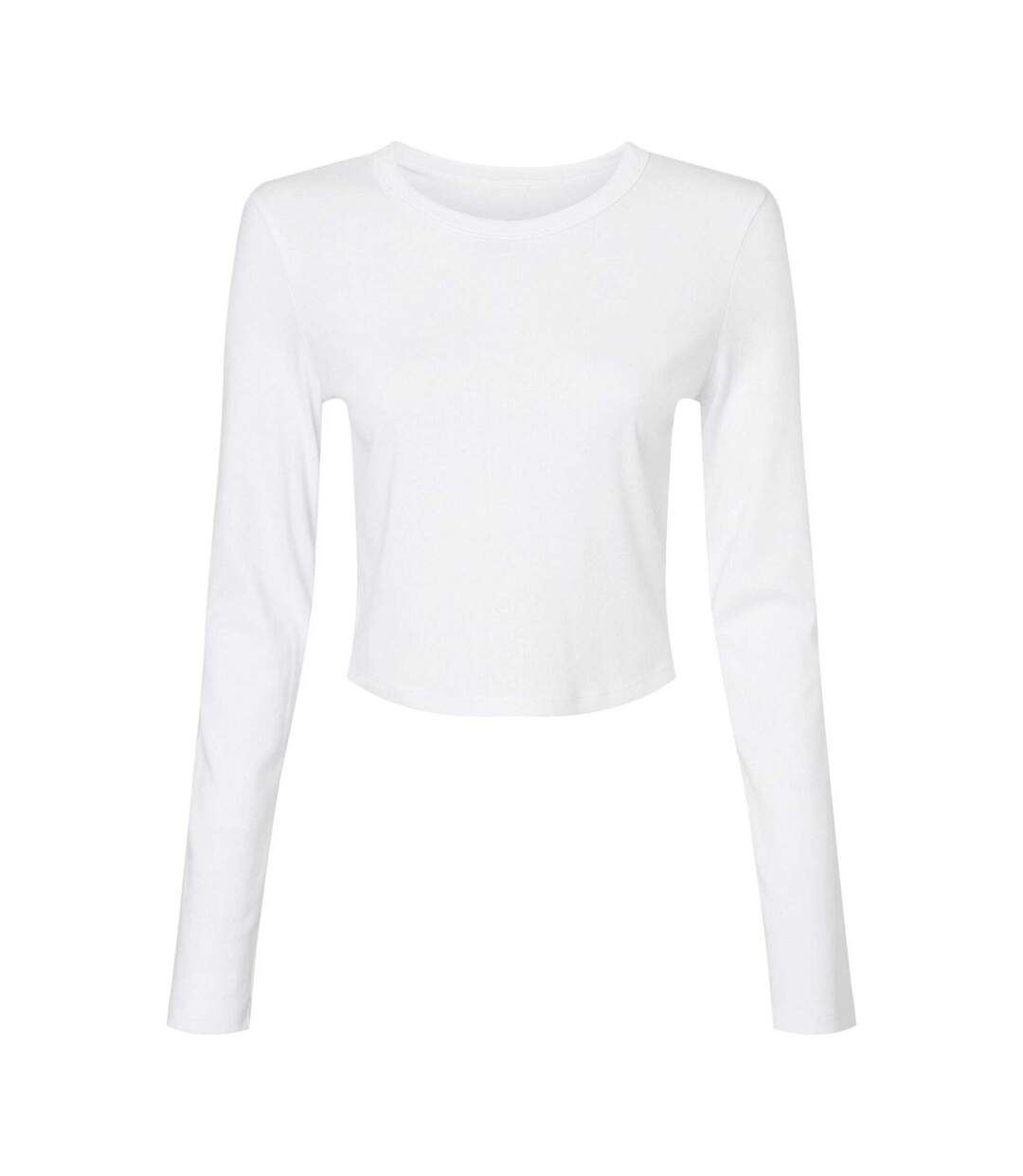 Womens/ladies Micro-rib Long-sleeved T-shirt Solid White Bella + Canvas-1