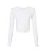 Womens/ladies Micro-rib Long-sleeved T-shirt Solid White Bella + Canvas-1