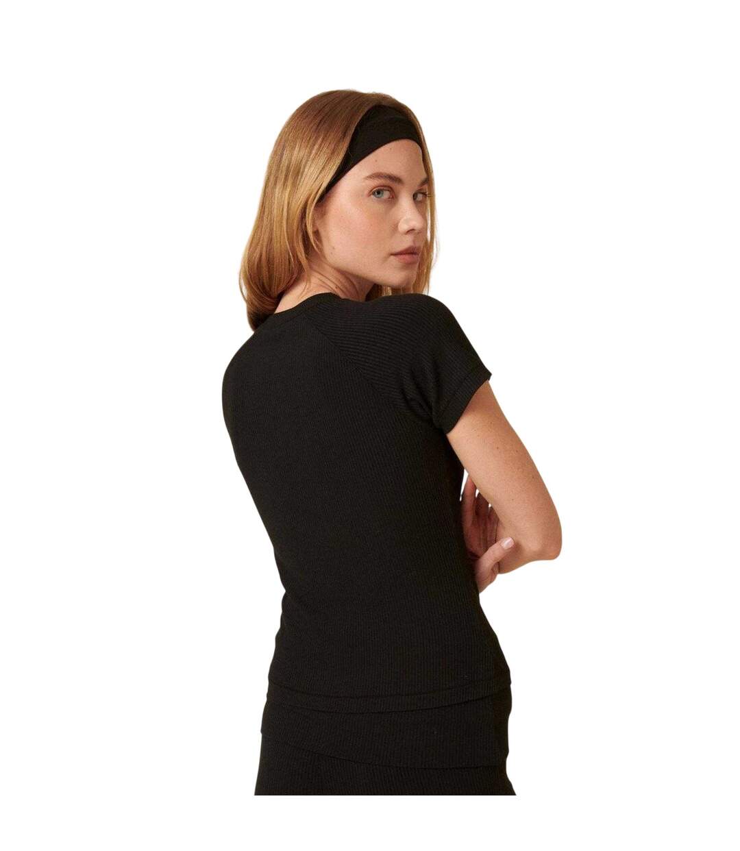 Womens/ladies Round Neck Regular Raglan T-shirt Black Nobody´s Child-3