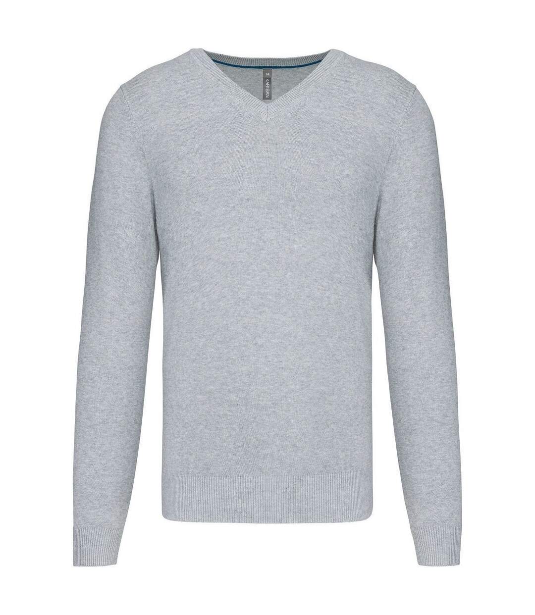 Pull premium col V - Homme - K982 - gris clair heather