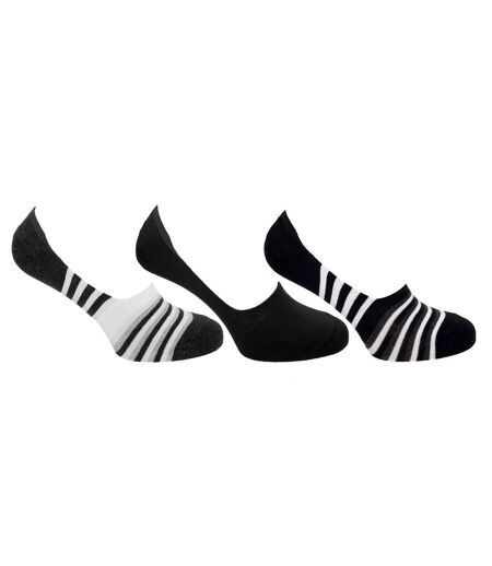 Floso Mens Invisible Trainer Socks (Pack Of 3) (Black/White) - UTMB429