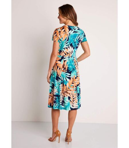 Robe courte cache-coeur motif végétal