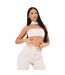Womens/ladies Ribbed Bandeau Crop Top Sand Missy Empire-1