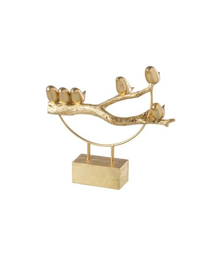 Statuette sur Socle Oiseaux sur Branche 35cm Or