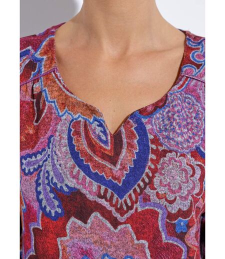 T-shirt court manches 3/4 imprimé façon cachemire