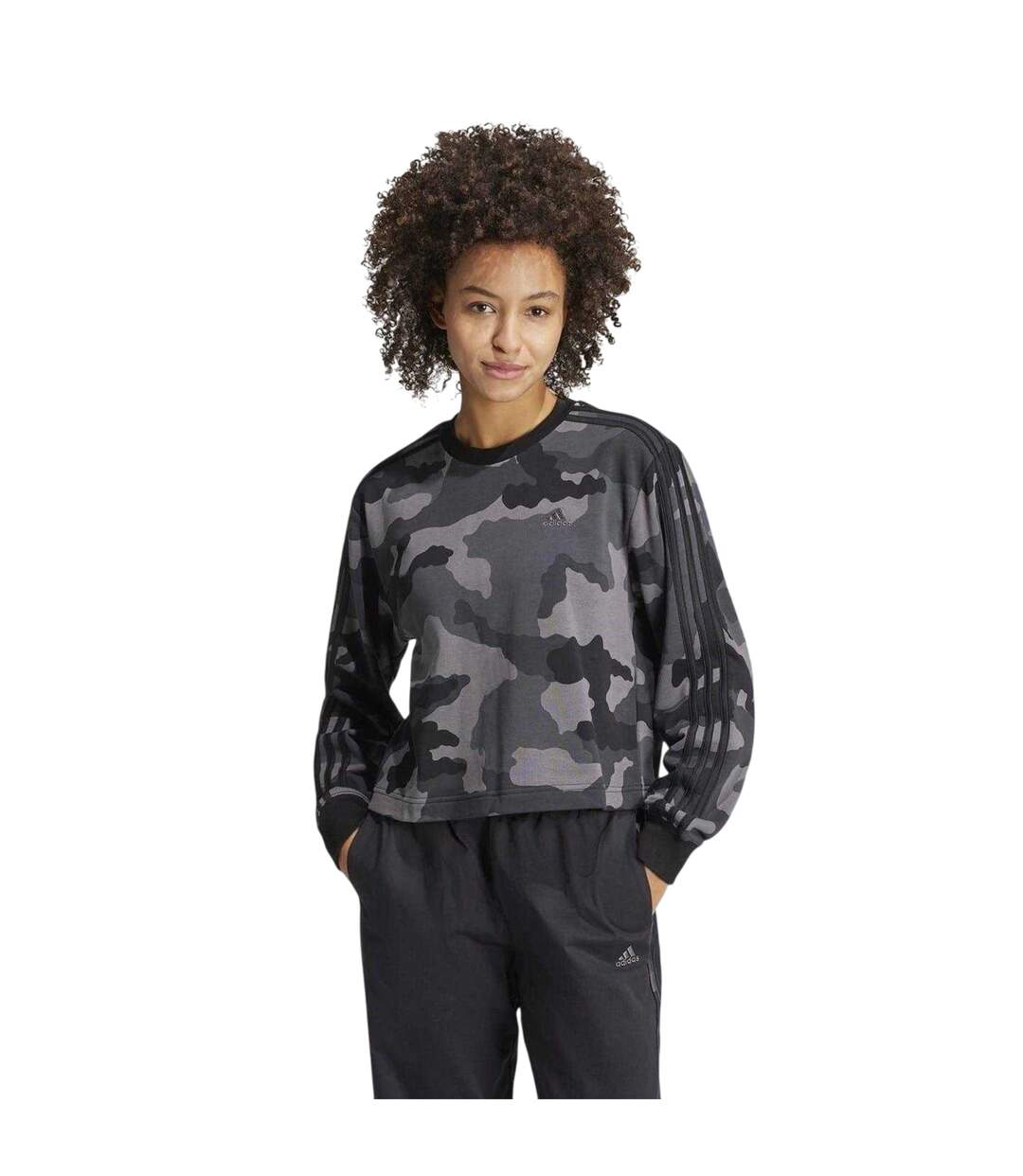 Sweat Court Motif/style Camouflage Essentials Femme Noir Adidas-4