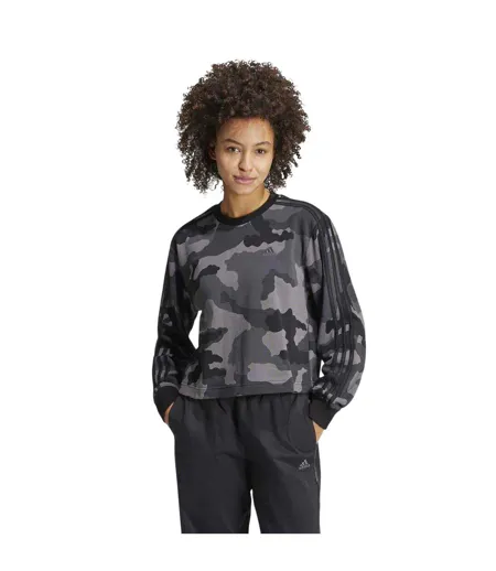 Sweat Court Motif/style Camouflage Essentials Femme Noir Adidas