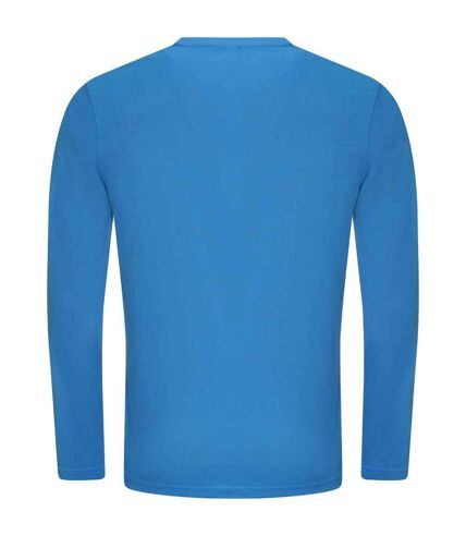 Mens moisture wicking long-sleeved t-shirt sapphire blue AWDis Cool