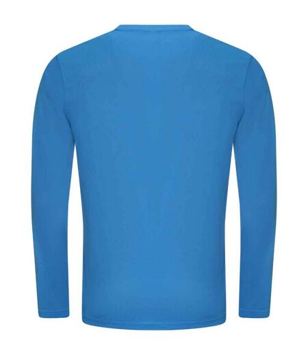 Mens moisture wicking long-sleeved t-shirt sapphire blue AWDis Cool