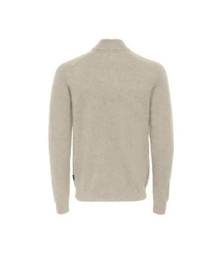 Pull 1/4 Zip Beige Homme Only & Sons Reg 7 - L