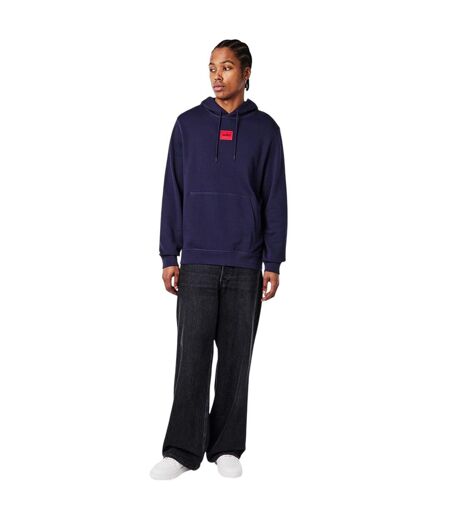 Mens Cotton Blend Pullover Hoodie Navy Hugo