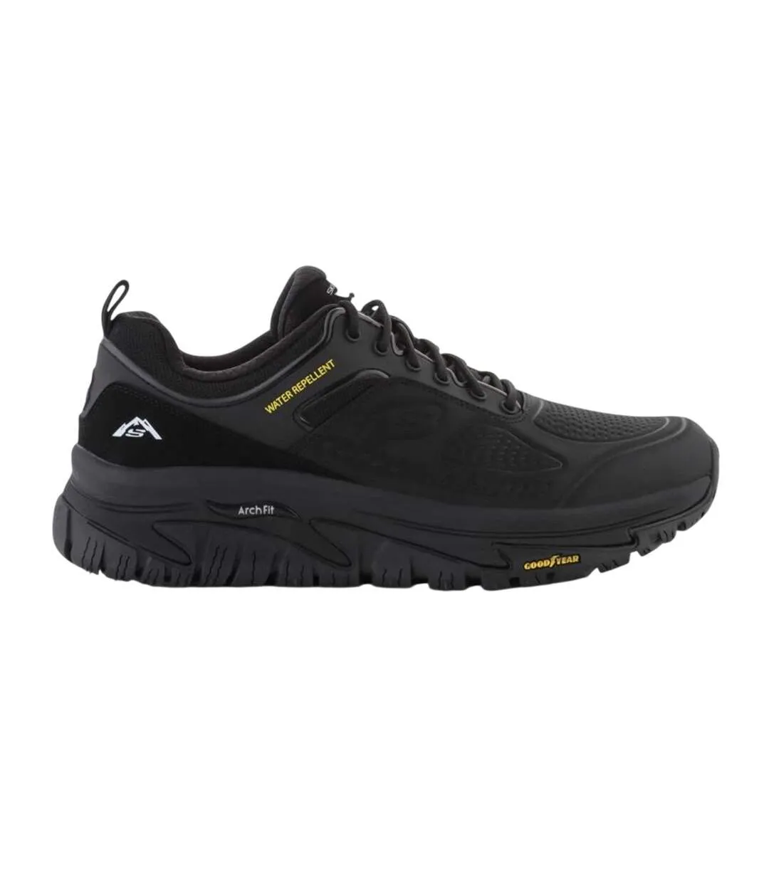 Mens Arch Fit Road Walker Vernal Leather Trainers Black Skechers-1