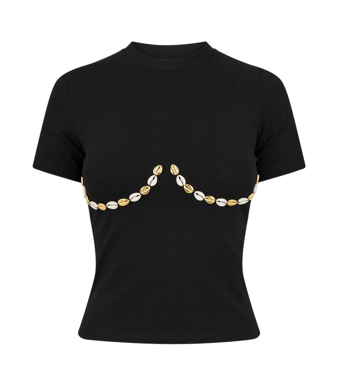 T-shirt Motif/style Coquille Femme Noir Never Fully Dressed-2