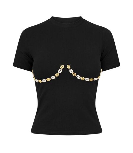 T-shirt Motif/style Coquille Femme Noir Never Fully Dressed