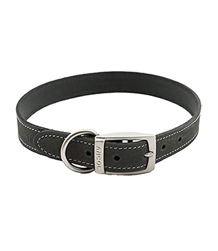Timberwolf leather dog collar 30cm 34cm grey Ancol