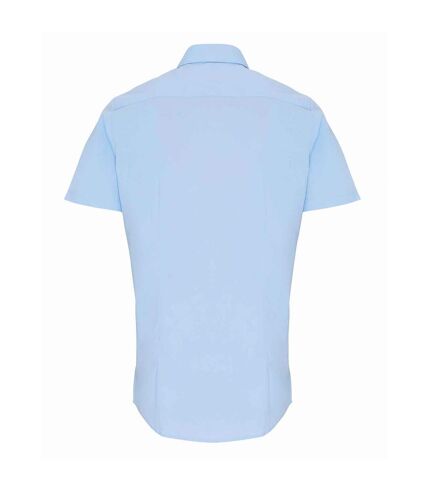 Premier Chemise à manches courtes en popeline extensible pour hommes (Bleu pâle) - UTRW6589