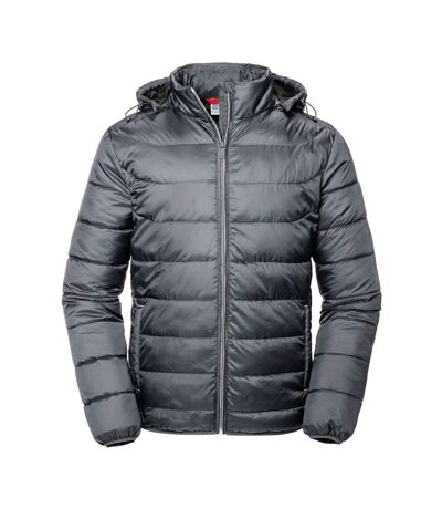 Russell Mens Nano Hooded Padded Jacket (Iron)