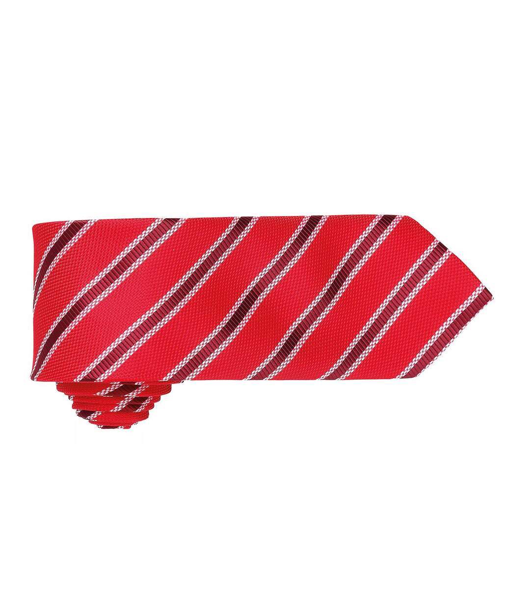 Cravate Rayée Et Gaufrée Homme Taille Unique Rouge Bordeaux Premier-2
