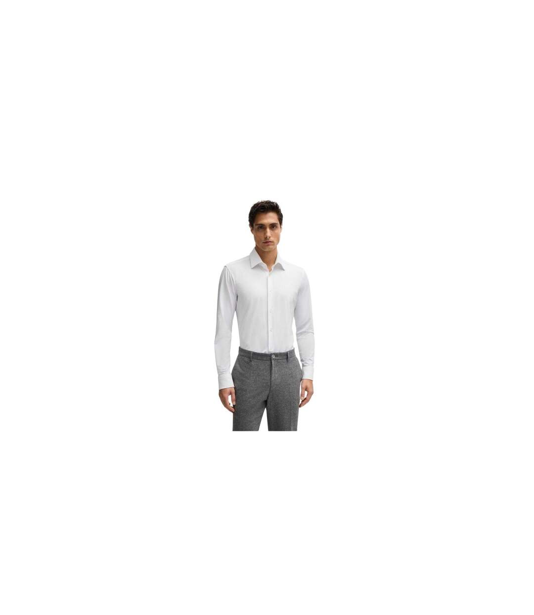 Chemise Manches Longues Motif/style Oxford Joe Homme Blanc Boss-1