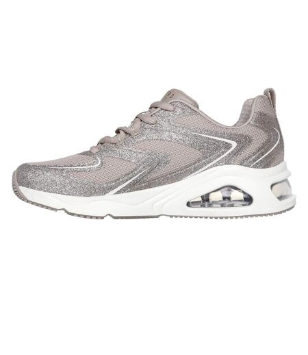 Womens/ladies Tres Air Uno Glitter Trainers Taupe Skechers